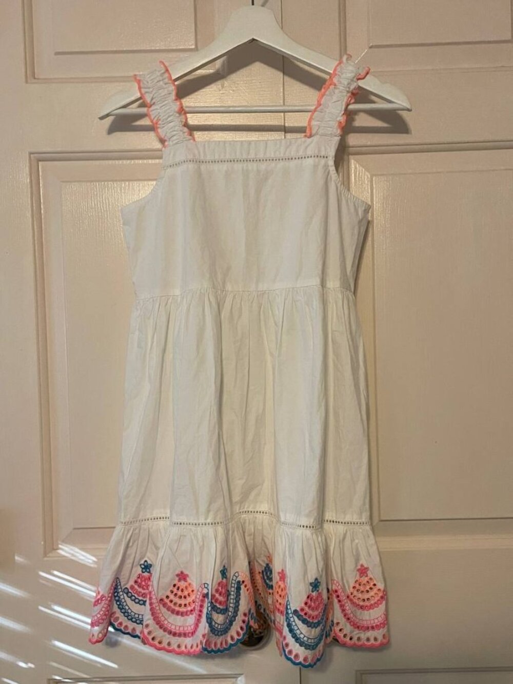 White Embroidered Ruffle Dress - Perfect for Coastal Summer girls crown and ivy